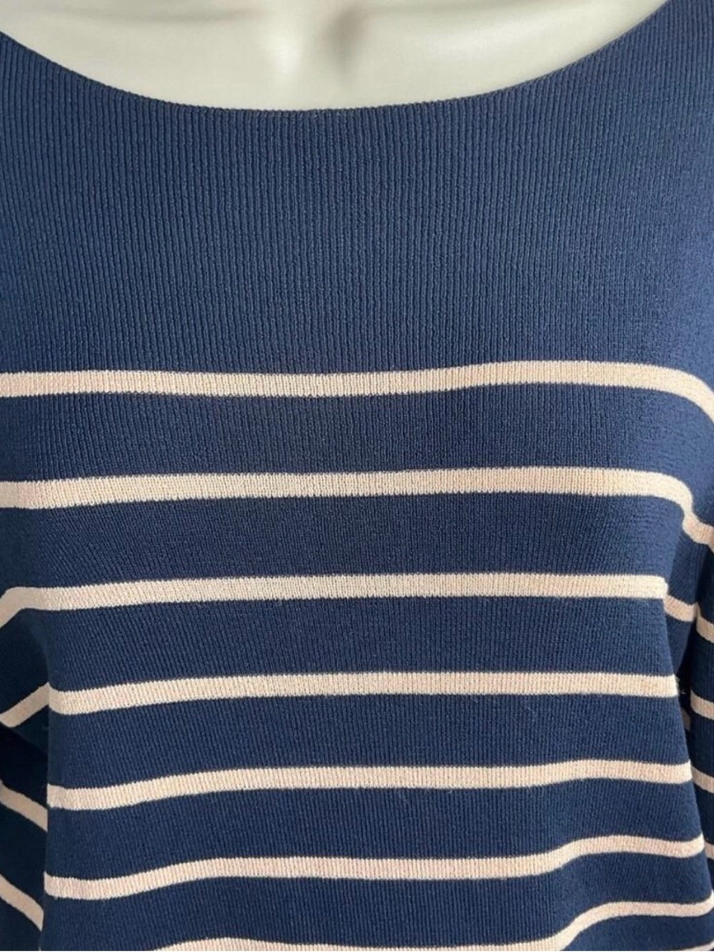 360 Sweater Navy and Light Pink Striped Boatneck Tunic - Picture 3 of 5